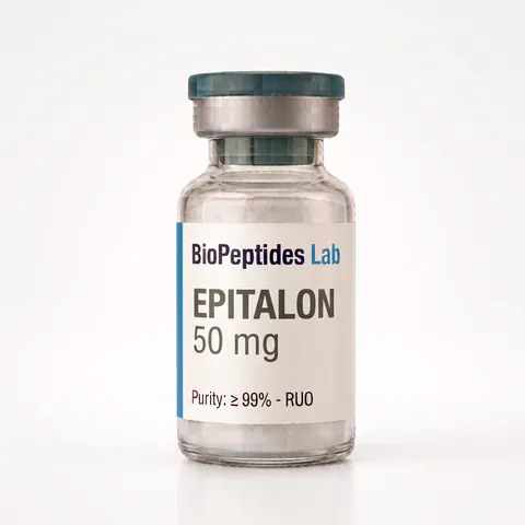 Frasco liofilizado de EPITALON 50 mg, reactivo de investigación BioPeptides Lab