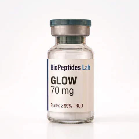 Frasco liofilizado de GLOW 70 mg, reactivo de investigación BioPeptides Lab