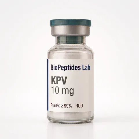 Frasco liofilizado de KPV 10 mg, reactivo de investigación BioPeptides Lab