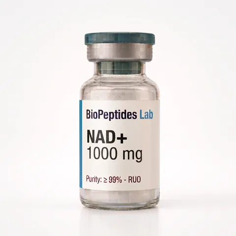 Frasco liofilizado de NAD+ 1000 mg, reactivo de investigación BioPeptides Lab