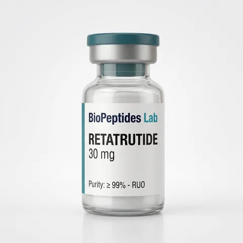Frasco liofilizado de RETATRUTIDE 30 mg, reactivo de investigación BioPeptides Lab