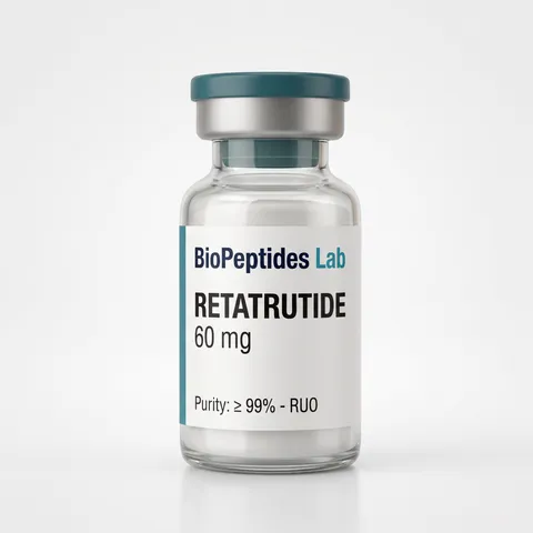 Frasco liofilizado de RETATRUTIDE 60 mg, reactivo de investigación BioPeptides Lab