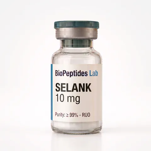 Frasco liofilizado de SELANK 10 mg, reactivo de investigación BioPeptides Lab