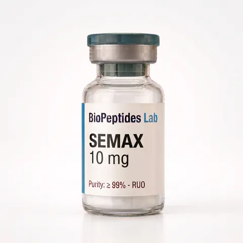 Frasco liofilizado de SEMAX 10 mg, reactivo de investigación BioPeptides Lab